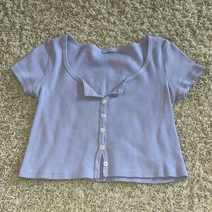 Brandy Melville Lilac Lavender Purple Knit Button up Baby Tee
